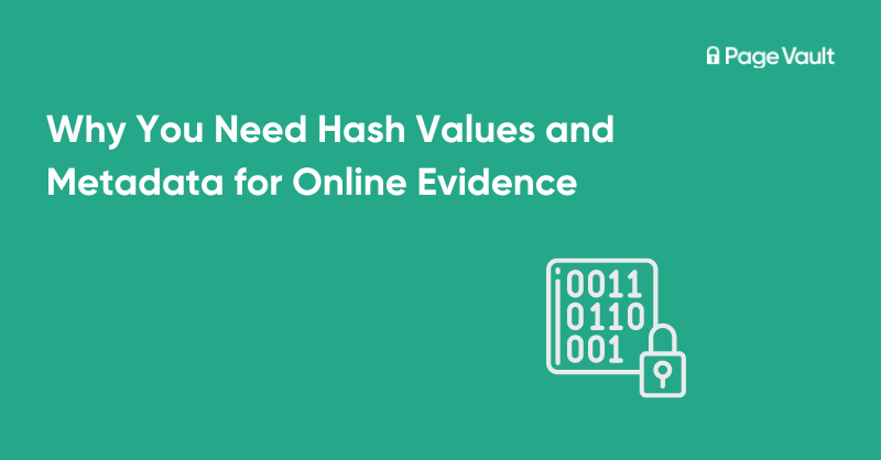 title slide for hash values and online evidence